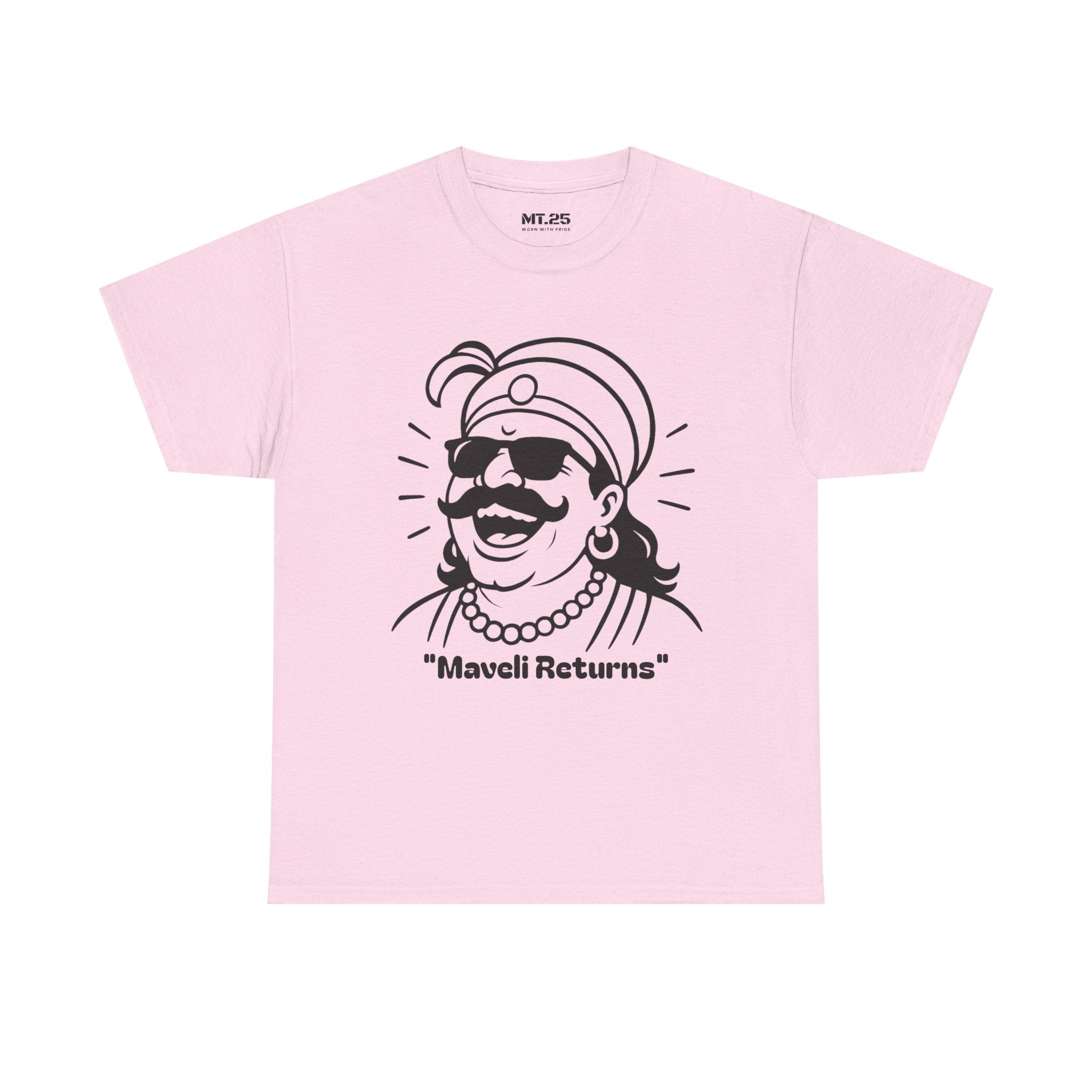 Maveli Returns T-Shirt, Fun Graphic Tee, Unisex Summer Shirt, Festival Celebration Top, Unique Gift for Friends