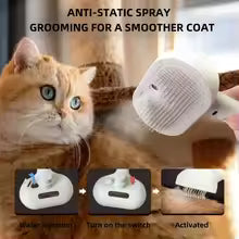 3-1 Cat Steam Brush for Shedding Steamy Grooming Brush for Long & Short Hair Cats & Dogs Self-Cleaning Pet Hair Removal Comb with Water Tank Dog Brush